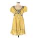 ...Trinity Casual Dress - A-Line Scoop Neck Short sleeves: Yellow Dresses - Women's Size Medium
