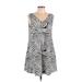 Under Armour Casual Dress - A-Line Scoop Neck Sleeveless: White Zebra Print Dresses - Women's Size Large