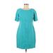 Talbots Casual Dress - Shift Scoop Neck Short sleeves: Blue Print Dresses - Women's Size 8 Petite