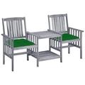 Htovila Patio Chairs with Tea Table and Cushions Solid Acacia Wood