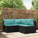 Htovila 3 Piece Patio Set with Cushions Black Poly Rattan