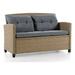 Afuera Living 48 Transitional Wicker / Rattan Outdoor Loveseat Sofa in Natural