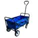 BalanÃ§oire Collapsible Wagon Cart Heavy Duty Foldable Large Utility Garden Cart with Cup Holder Pockets Folding Utility Wagon for Garden Grocery Sports Shopping Camping Beach Wagon Cart (Blue)