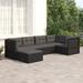 Htovila 6 Piece Patio Set with Cushions Black Poly Rattan