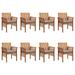 Htovila Patio Dining Chairs with Cushions 8 pcs Solid Wood Acacia