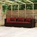 Htovila Wicker Patio Furniture 3 Piece with Cushions Brown Poly Rattan