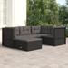 Htovila 5 Piece Patio Set with Cushions Black Poly Rattan