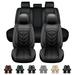 Universal Fit Car Seat Covers 5 Seats Premium Waterproof Wear-resistant Seat Protector Pu Leather Auto Cushion Protector Front Rear Seat Full Set Black