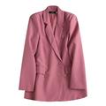 Womens Suit Jackets Candy pink Suit Jacket for Women Autumn Coat Mid Length Causal Jacket Coat