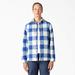 Dickies Women's Flannel Hooded Shirt Jacket - Surf Blue Campside Plaid Size L (FJ076)