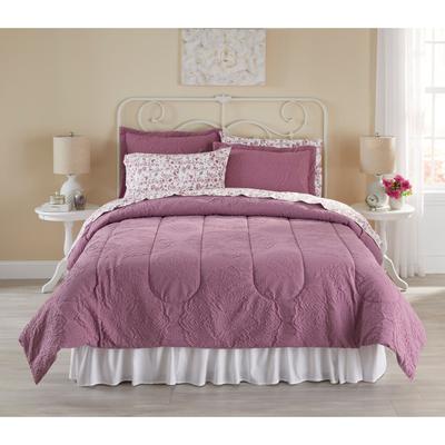 Microsculpt 7-Pc. Comforter Set by BrylaneHome in Mauve (Size QUEEN)