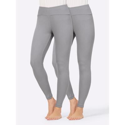 Leggings WÄSCHEPUR, Damen, Gr. 44/46, Normalgrößen, grau (steingrau), 72% Baumwolle, 28% Polyester, unifarben, Hosen Image