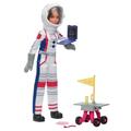 Barbie-Puppe zum 65. Jubiläum und 10 Zubehörteile, Astronautinnen-Set mit brünetter Puppe, Rover mit Rollrädern, Raumfahrthelm mit veränderbarem Visier und mehr, HRG45