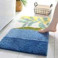 Bath Mat Grass Blue Yellow Bathroom Mat Soft Microfiber Bath Mats for Bathroom Non Slip Floor Mat Ultra Water Absorbent Bathroom Rug Machine Washable Bathmat Door Mat 50x80cm