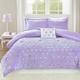 MI ZONE Comforter Ultra-Soft Microlight Plush Metallic Printed Hearts Brushed Reverse Overfilled Down Alternative Hypoallergenic All Season Bedding-Set, Microfiber, Purple/Silver, Twin XL