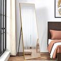 Poshions Standing Mirror Full Length Mirror 150 x 50 cm Large Wall Mirror Full Body Mirror Standing Mirror Gold Aluminium Frame for Living Room Bedroom Wall Mirror Large