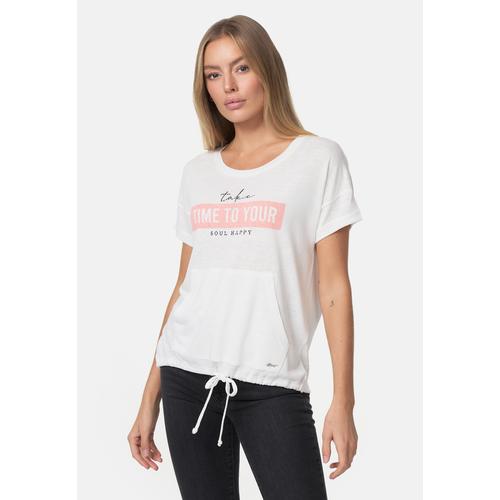 T-Shirt DECAY Gr. XL, rosa (weiß, rosé) Damen Shirts Print mit gemütlicher Kängurutasche