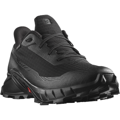 Trailrunningschuh SALOMON "ALPHACROSS 5 GORE-TEX", Gr. 42, schwarz, Textil, Synthetik, sportlich, Schuhe, wasserdicht, T