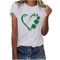 QIPOPIQ Women s Short Sleeve Crew Neck Shirts St. Patrick s Day T Shirts Shamrock T Shirt Green Shirt Heart Printed Shirts Tunic Tops Girls Tees Gift Holiday Shirts Tops Graphic Tees Deals