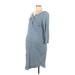 Motherhood Casual Dress - Shift: Blue Print Dresses - Women's Size Medium Maternity