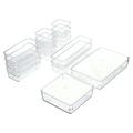 KKEATOY 16 PCS Clear Plastic Drawer Organizer Set 5-Sizes Desk Drawer Divider Storage Bins for Makeup Bedroom Kitchen and Office