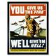 You Give Us the Fire We Give Them Hell WWII USA War Fighter Jet Pilot Vintage Air Force Poster Art Print Framed Poster Wall Decor 12x16 inch