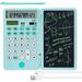 XTEILC Calculator with Notepad 12 Digit Large Display Office Desk Calcultors Dual Power Rechargeable and Solar 2 in1 Multi Function Calculator Suitable for Office School Home and Business use (Cyan)