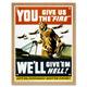 You Give Us the Fire We Give Them Hell WWII USA War Fighter Jet Pilot Vintage Air Force Poster Art Print Framed Poster Wall Decor 12x16 inch