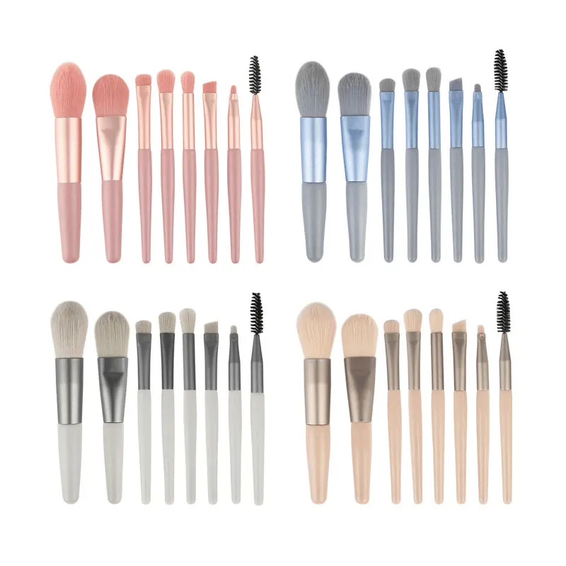 8Pcs Professional Make-Up Pinsel Set Weichen, Flauschigen Haar Pinsel Lidschatten Foundation Blush Blending Schönheit Kosmetik Make-Up-Tools Image
