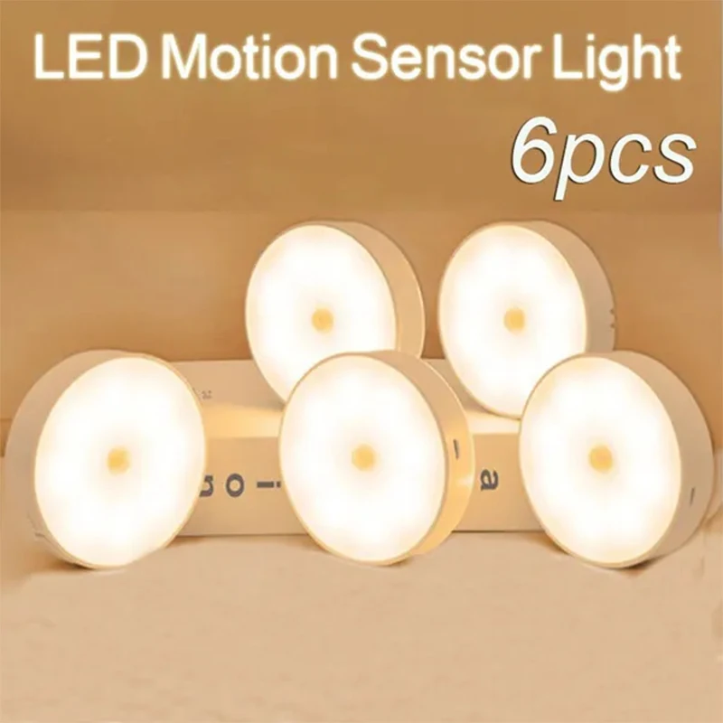 PIR Motion Sensor LED Nachtlicht USB Aufladbare Nacht Lampe Für Küche Schrank Garderobe Lampe Treppe Drahtlose Schrank Licht Image