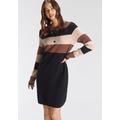 Strickkleid TAMARIS, Damen, Gr. 40, N-Gr, schwarz (schwarz, sand), Feinstrick, Obermaterial: 50% Viskose, 28% Polyester, 22% Polyamid, gestreift, feminin, figurumspielend ca. Mitte Oberschenkel, Rundhals, Langarm Raglanärmel, Kleider, lässiger,...