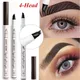 Dark Brown Eyebrow Pencil Microblading Eyebrow Tattoo Pen Makeup Waterproof 4 Tip Eyebrow Pen Black