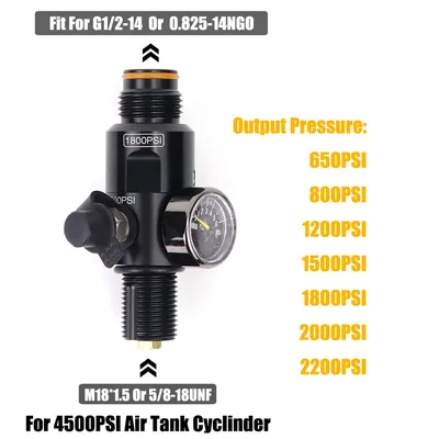 High Pressure 4500PSI Air Tank Cylinder Regulator Valve Output Pressure 650/800/1500/1800/2000/2200PSI