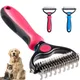 Pet Deshedding Brush - Double-Sided Undercoat Rake for Dogs & Cats - Shedding Comb and Dematting