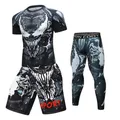 Compression T Shirts+Pants Men gym High-elasticity BJJ MMA Rashguard Rash Guard Fitness Tracksuit