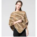 Real Rabbit Fur Knitted Natural Fur Poncho Vest Fashion Wrap Coat Shawl Lady Scarf Natural Fur