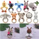 DIY Crochet Cartoon Lion Bunny Rattle Baby Wooden Ring Teether With Bell Newborn Teething Nursing