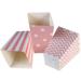 Homemaxs 48pcs Popcorn Carton Rugby Stripe Wave Dot Pattern Decorative Dinnerware for Birthday Parties / Baby Showers / Graduations (Light Pink)