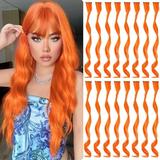 16 Pcs Colored Hair Extensions Curly Wavy Clip in Synthetic Hairpiece Streak for Girls Women Kid Multi-colors Party HigFrifoshsights (Orange)