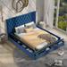 Queen Size Upholstery Platform Bed with High Headboard, Low Profile Storage Bedframe