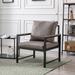 Modern Faux Leather Accent Chair with Black Powder Coated Metal Frame, Single Sofa for Living Room Bedroom