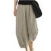 Brglopf Women s Casual Cotton Linen Baggy Pants with Elastic Waist Pleated Wide Leg Lounge Hippie Beach Harem Trousers(Khaki XL)