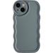 Solid Color Curly Wave Frame Soft Compatible with iPhone Case (Grey iPhone 13 Pro Max)