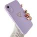 Compatible with iPhone XR Case for Women Bronzing Luxury Heart Phone Case Cute Side Small Pattern Soft TPU Shockproof Full Camera Lens Protective Cover for iPhone XR (Purple)