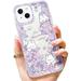 for iPhone 13 Pro Case Girly Flower Design with Cute Bunny Kawaii Rabbit Case for iPhone 13 Pro Purple Floral Pattern Clear Girls Case for iPhone 13 Pro Soft TPU with Camera Protection (Purple)