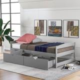 Twin Platform Bed with 2 Drawers, Wood Storage Daybed