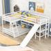 L-Shaped Triple Bunk Bed with Slide, Twin/Full Loft Bed with Desk