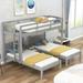 Triple Bunk Bed for Kids with Middle Drawer & Guardrail