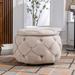 17.7"H Large Button-Tufted Woven Round Storage Ottoman with Easy Lift Off Lid and Storage Space for Living Room, Bedroom