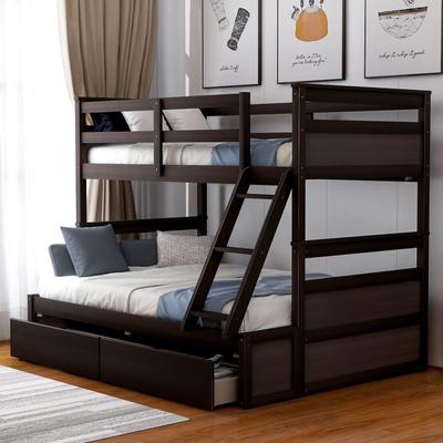 Twin Over Full Bunk Bed with Storage Drawers, Guar...